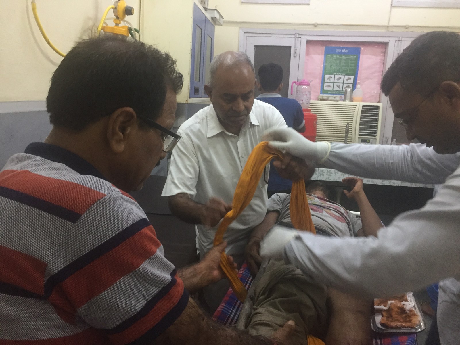 Volunteers assisting injured